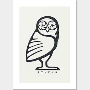 Athena owl. Design for ancient Greece fans in dark ink Posters and Art